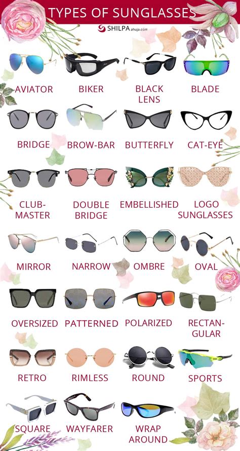 types of sunglasses different styles of sunglasses