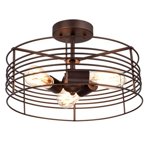 A classic arts & crafts piece, it features handcrafted art glass in shades of sapphire blue, warm honey, amber. CHLOE Lighting, Inc CH2R417RB15-SF3 Semi-flush Ceiling Fixture