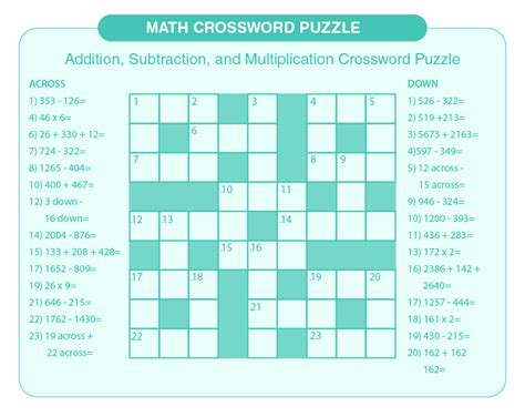 Math Crossword Puzzles Download Free Printables For Kids