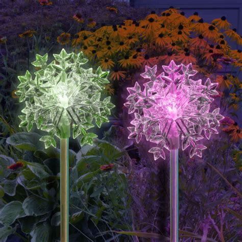 Solar Powered Snowflakes 3d Yard Garden Stake Color Changing Led Light