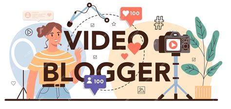 Free Vector Video Blogger Typographic Header Sharing Media Content In