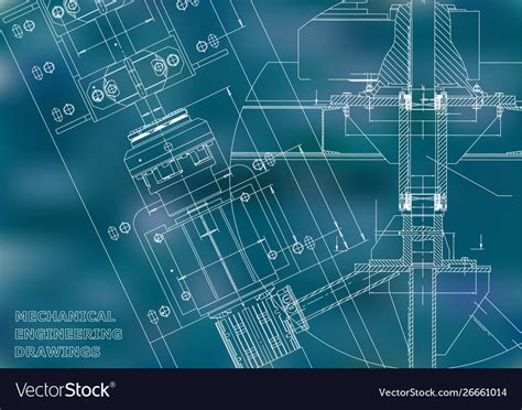 Blueprints Mechanical Engineering Drawings Vector Image