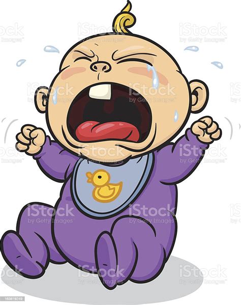 A Cartoon Drawing Of A Baby Crying Stock Illustration Download Image