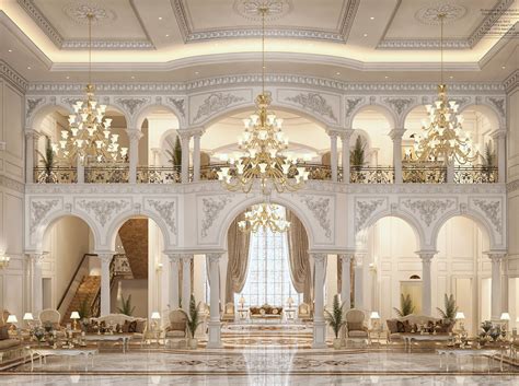 Main Hall Design For A Private Villa At Doha Qatar Luxury Mansions