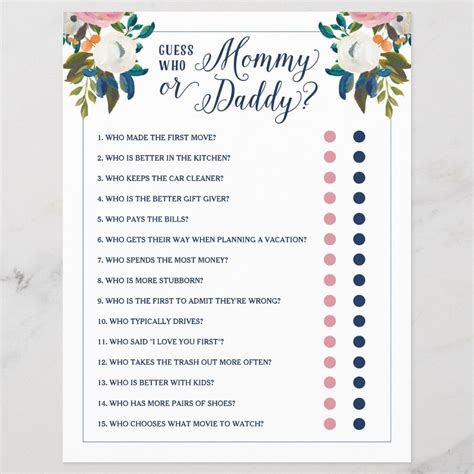 Baby Shower Game Guess Who Mommy Or Daddy Editable Zazzle Daddy