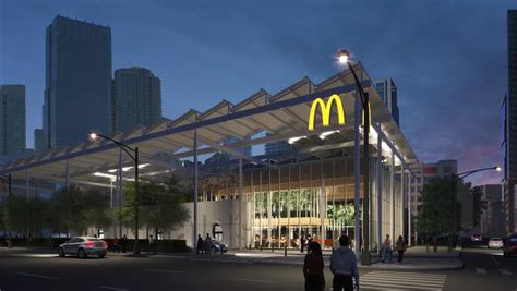 Mcdonalds New Chicago Restaurant Not Ketchup Red Or Mustard Yellow