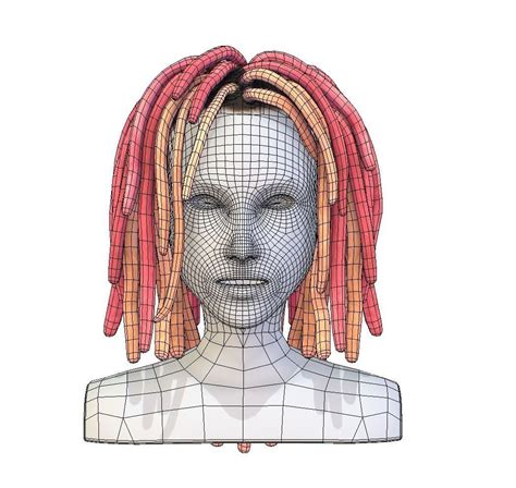 3d Model Hairstyle Dreadlocks Multicolor Vr Ar Low Poly Cgtrader