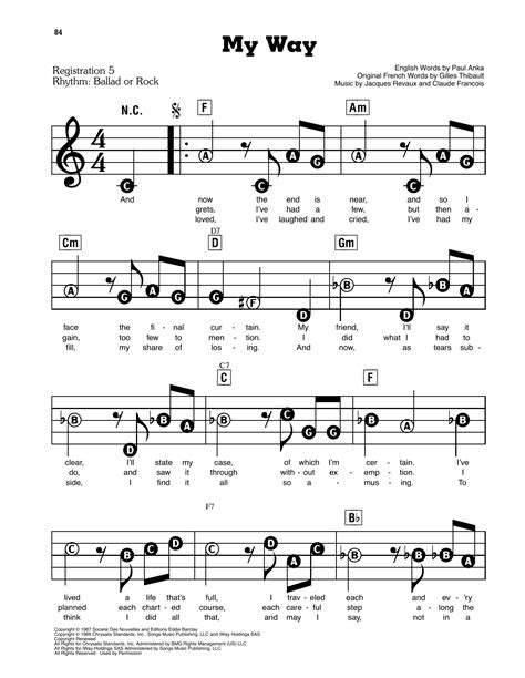Frank Sinatra My Way Sheet Music Download Pdf Score 357725
