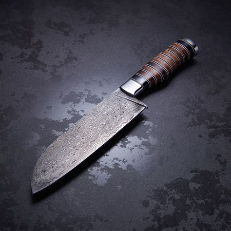 Buffalo Horn Black Walnut Santoku Chef Knife La Cuisinier Touch