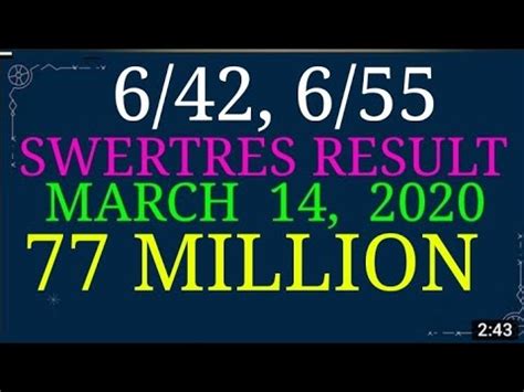 Kimi kanta 34 views2 years ago. Swertres result 9PM March 14 2020 - Official PCSO Lotto ...