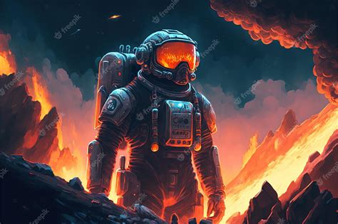 Premium Photo Scifi Character Of An Infected Astronaut Standing On