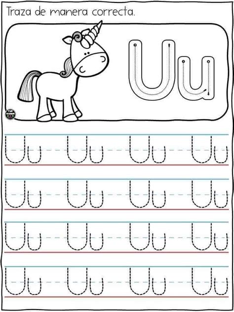 The Letter U Worksheet With An Image Of A Horse And Letters In It