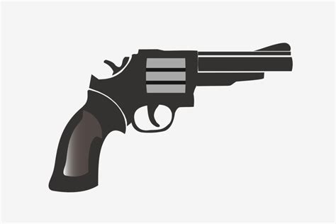 Black Pistol Revolver Of The Revolver Cartoon Illustration Hand Drawn