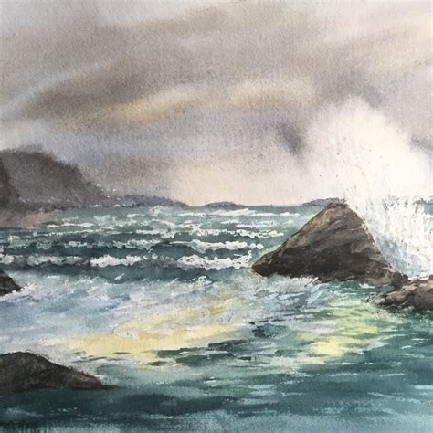 Stormy Sea Watercolor Print From Original Painting Etsy