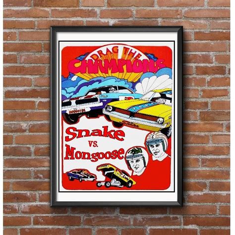 Snake Vs Mongoose Drag Racing Poster Vintage Nhra Funny Cars By