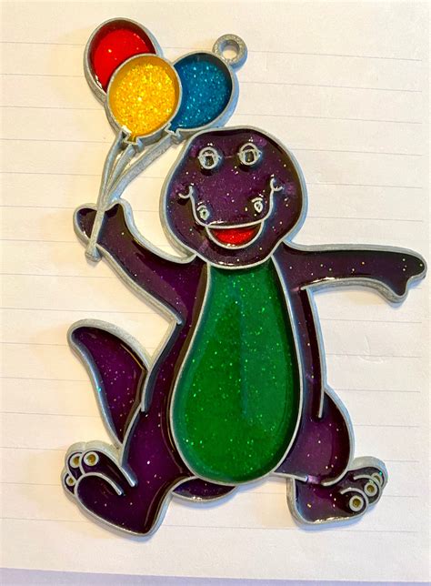 Vintage 90s Barney The Dinosaur Purple Glitter Sun Catcher Etsy
