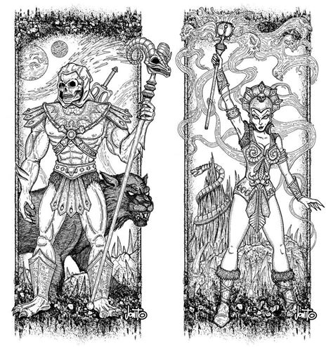 Skeletor And Evil Lyn Ink Illustrations Coloring Pages Skeletor