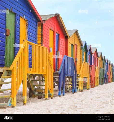 Colorful Victorian Beach Huts At Muizenberg Beach False Bay Near Cape