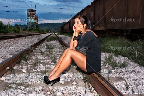 Woman On Railway Tracks Stock Photo Joycedragan 30408445