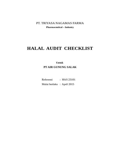 Checklist Internal Audit Halal Rev5 Ags