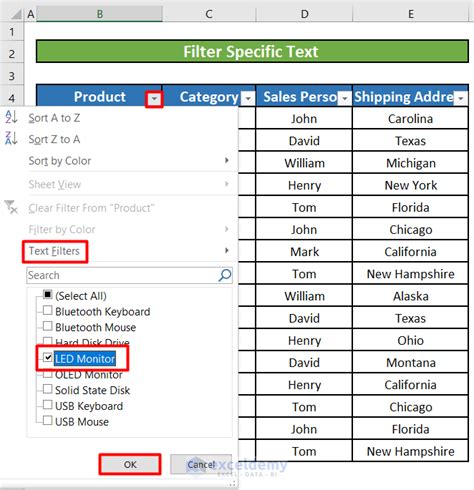 How To Use Text Filter In Excel 5 Examples Exceldemy