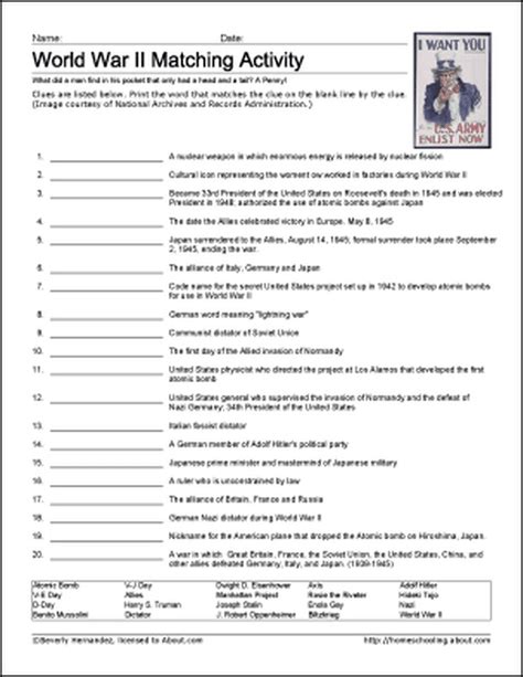Free Printable Worksheets For Wwii
