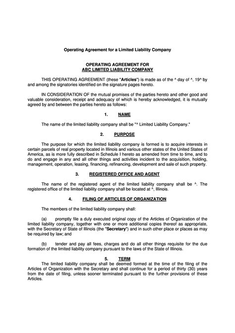 Free Corporation Operating Agreement Template