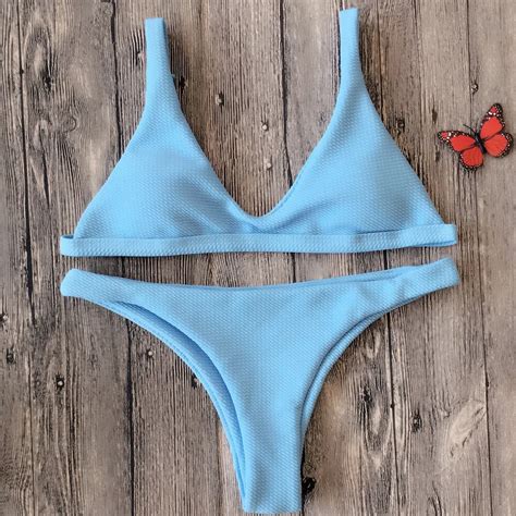 2018 New Sexy Push Up String Micro Mini Bikini Set Triangle Tong Pink