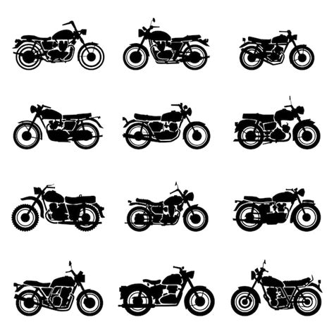 Premium Vector Classic Road Vintage Motorcycles Vector Illustration Set