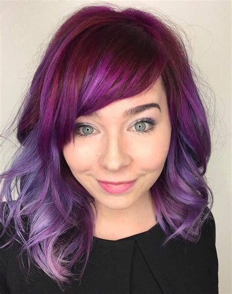 Magenta To Purple Ombre Hair More Red Violet Hair Violet Pastel Purple Ombre Hair Red Purple