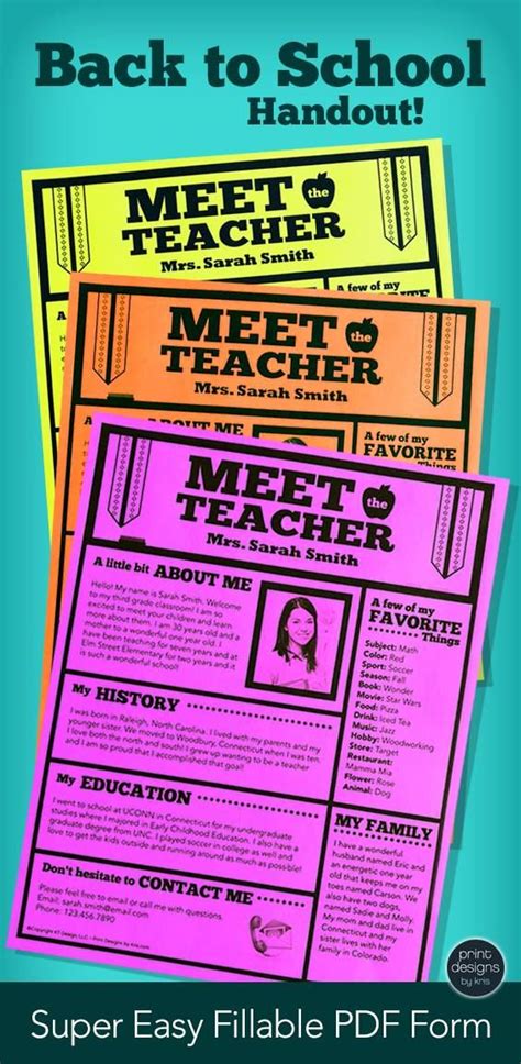 Meet The Teacher Template Newsletter Flyer Brochure Color And Bandw