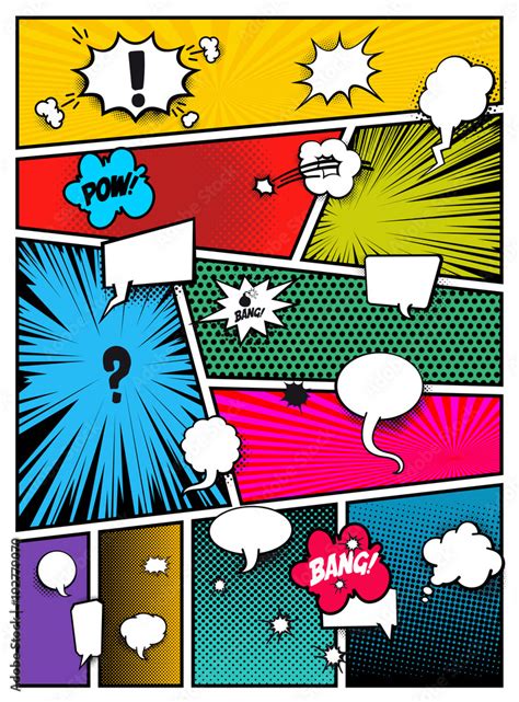 Set Of Pop Art Comics Book Magazine Cover Template Cartoon Funny