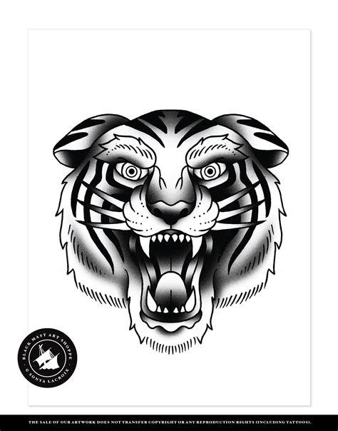 Neo Traditional Tiger Head Tattoo