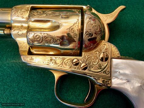 Colt Model 1873 Sa Engraved Gold Gilded 45 Caliber Revolver