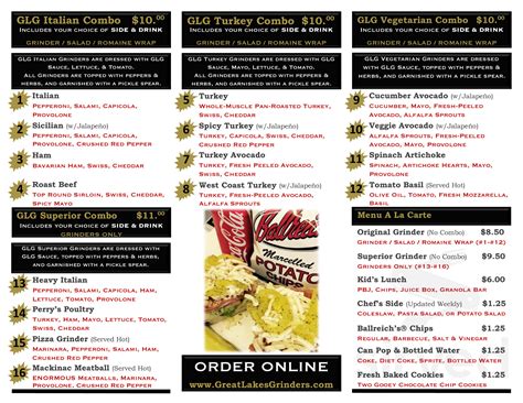 Great Lakes Grinders menus in Sandusky, Ohio, United States