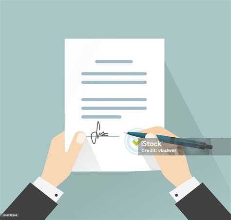 Pengusaha Menandatangani Vektor Dokumen Tangan Memegang Kontrak