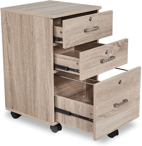 Winado 3 Drawer Rolling Wood File Cabinet With Lockfile Storage