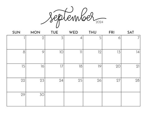 Blank September 2024 Calendar Printable Template