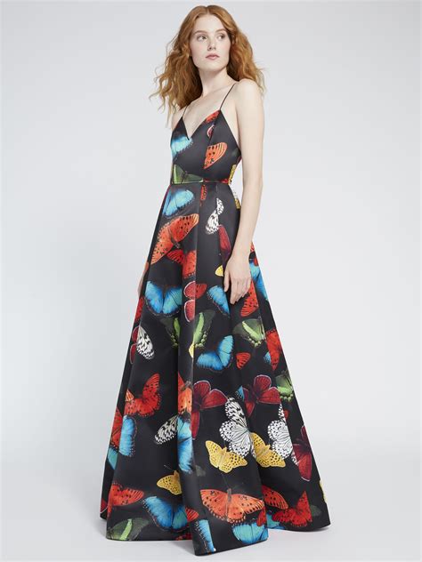 Alice And Olivia Joss V Neck Gown Butterflies 192772006561 Product 06