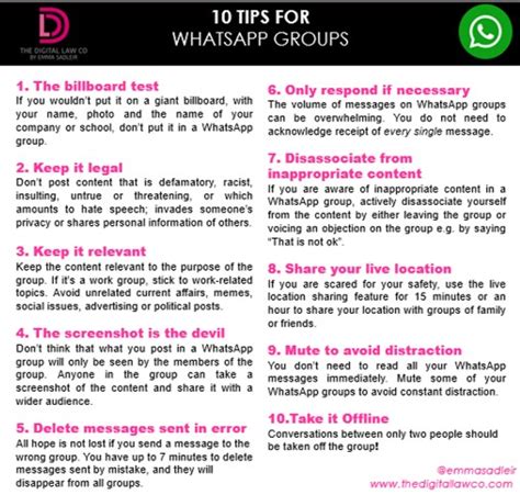 10 tips for whatsapp groups the digital law company by emma sadleir