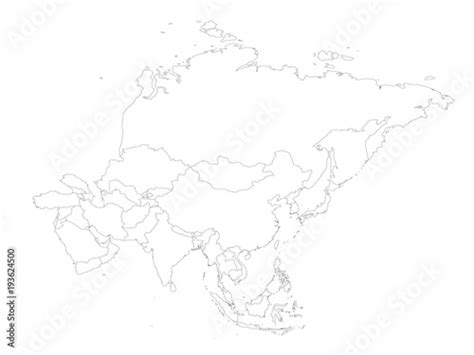 Blank Political Outline Map Of Asia Continent Vector Illustration