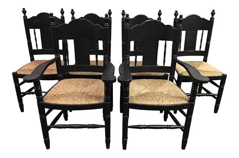 Distressed Black Dining Chairs - Set of 6 | Chairish