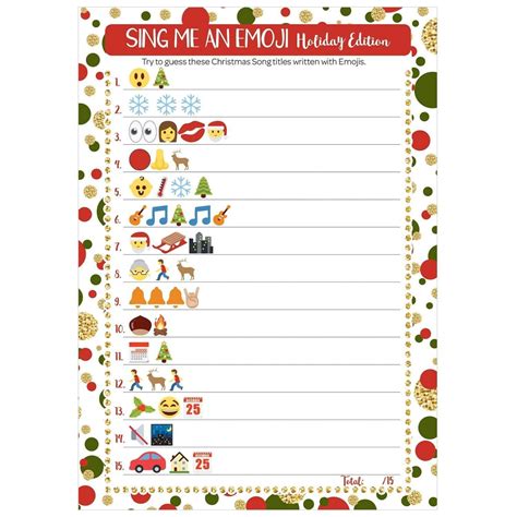 Christmas Party Games 25 Sing Me An Emoji Game Cards Distinctivs