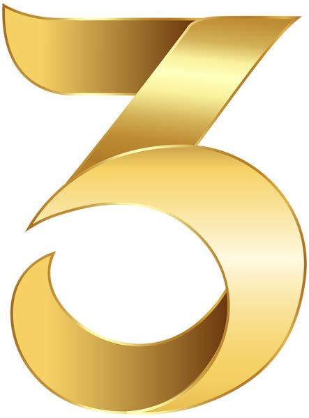 Golden Number Three Transparent Png Clip Art Image Golden Number