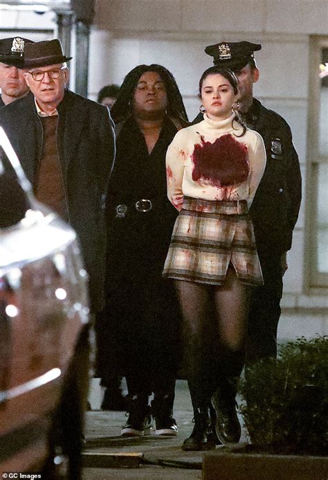 Selena Gomez Sports A Leather Skirt While On Set Of Only Murders In The