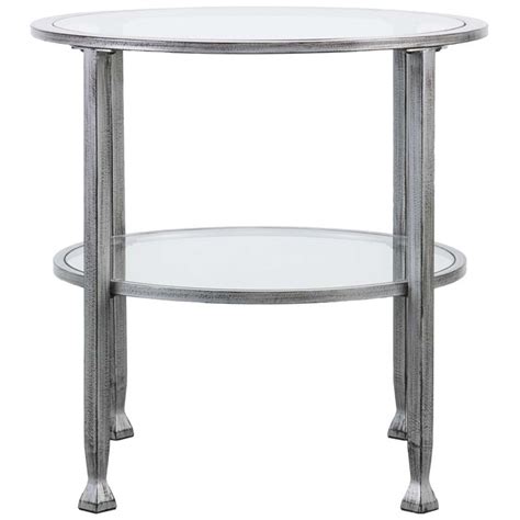 Sei Furniture Jaymes Round Glass Top Metal End Table In Silver Cymax Business