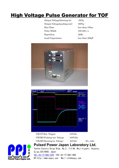 High Voltage Pulse Generator For Tof Technical Support For Generation