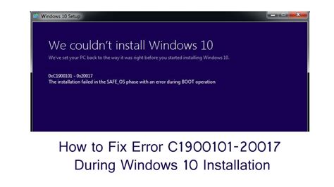 How To Fix Error C1900101 20017 During Windows 10 Installation Thetech52