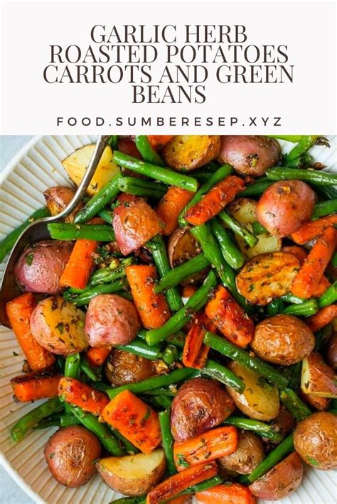 Oven roasted potatoes, green beans, mushrooms and onions with thyme and garlic. Garlic Herb Roasted Potatoes Carrots and Green Beans (With ...