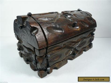 Antique Hand Carved Large Treasure Chest Pirate Heavy Solid Wood